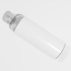 white plastic bottle with blank label and metallic cap a top view 3d render