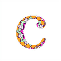 Color and white Alphabet mandala coloring page