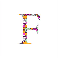 Color and white Alphabet mandala coloring page