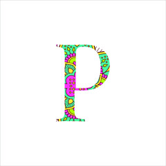 Color and white Alphabet mandala coloring page