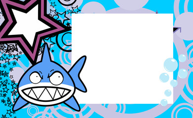 angry little shark character cartoon picture frame background in vector format