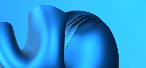 blue wave abstract background 3d rendering flat design style