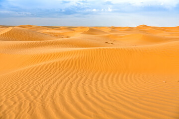 Fototapeta na wymiar Sandy desert and blue sky