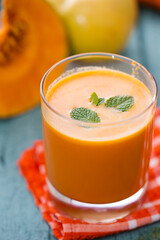 pumpkin juice with mint in a glass