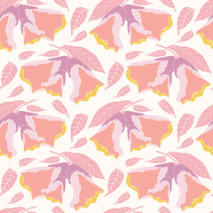 Fototapeta na wymiar Floral seamless pattern with pink Eustoma flowers on white background