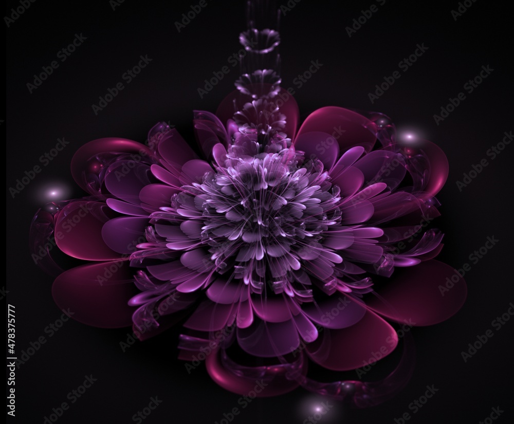 Wall mural dark fractal flower, digital artwork for creative graphic design...fractal pattern in the shape of f