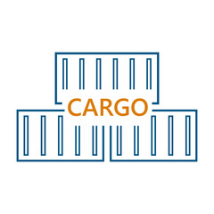 Cargo containers line design on white background, vector illustration