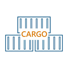 Cargo containers line design on white background, vector illustration
