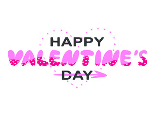 Vector graphics - beautiful holiday poster with handwritten pink phrase - happy valentine's day and hearts on white background