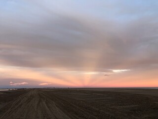 sunset over the beach 