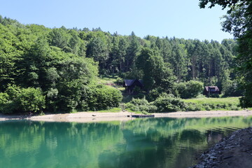 Widok na jezioro Solińskie. Bieszczady.