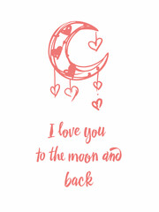 Fototapeta premium I love you, lettering. San valentine's Day. Celebration, card, invitation. Vector