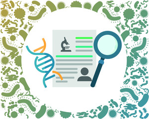 Medical biology Research Science. treatment of viruses and bacteria.  Vector flat style illustration isolated on white background.