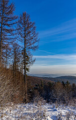 Panorama of mountains in winter scenery with nice sky