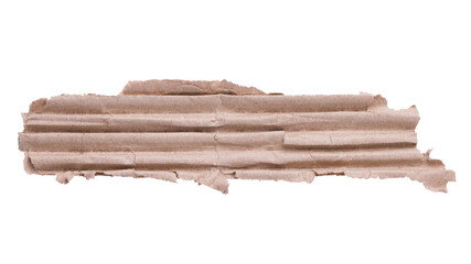 Beige, craft cardboard with uneven, ragged edges isolated on a large background.