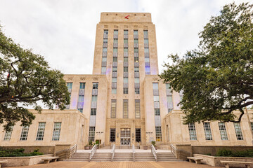 Obraz premium Overcast view of the Houston city hall