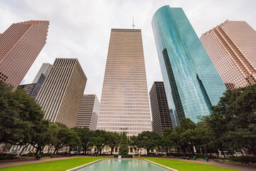Overcast view of the skyscraper skyline in Houston