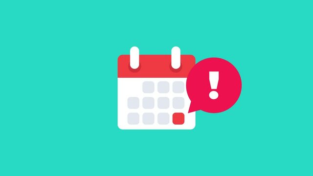 Calendar icon with exclamation mark animation.4K Video motion Animation.