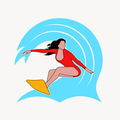 surfer on the wave vector illustration