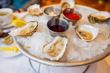 Close up shot of fresh raw oyster