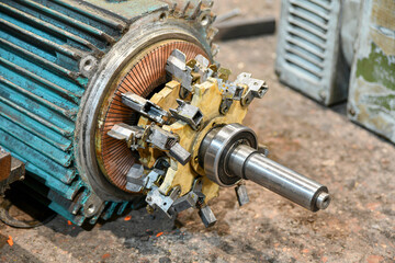 Disassembled impeller and copper braid of the electric motor being repaired.