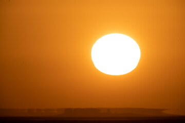 Sunrise on  Chott Jerid- endorheic salt lake in southern Tunisia. -Tozeur governorate - Tunisia