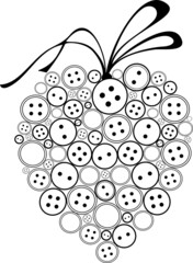 Vector heart from buttons with a bow.