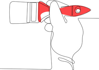 Continuous one line drawing of hand in gloves painting surface dye top view for your design minimal outline. Vector illustration