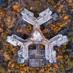 Abandoned building in autumn park