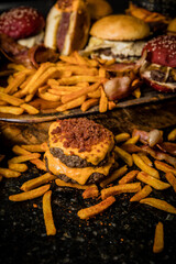 
Perfect Burger Classic Homemade Artisan Bacon Tomato Sauce Sausage Sweet Melted Cheese Onion Chicken Meat Pasta Shrimp Restaurant Menu Gourmet