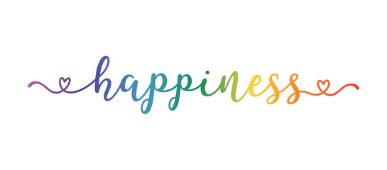 Hand sketched HAPPINESS word as ad, web banner. Lettering for banner, header