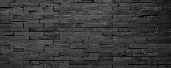 black wooden wall as interior design. wood texture background
