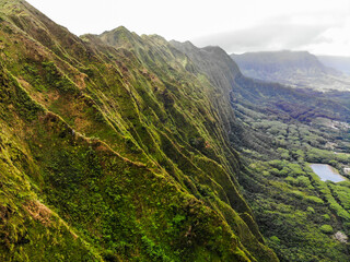 Drone shot of Kuliouou Ridge Hike in Oahu, Hawaii