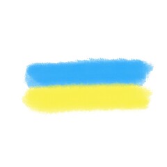 Flag of Ukraine - watercolor style. national colors of Ukraine - creative watercolor flag on a yellow background