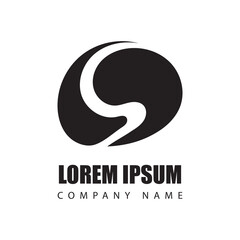 abstract logo black color on white background. vector logo design black and white, Vector Illustration. 