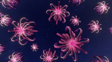 Fototapeta premium Pink fantasy flowers in space abstract background 3d rendering