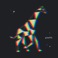 Polygon giraffe. Low poly animal. Geometric stereoscopic logo icon