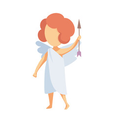Cupid with an arrow in his hand. Romantic vector character. The concept of the holiday of all lovers.