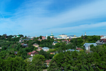 Fototapeta na wymiar Panorama of the view of the ancient Russian city of Vladimir. Summer. Daylight. Clear blue sky.