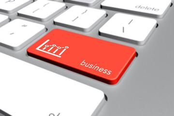 Fototapeta premium Red Business Button on Computer Keyboard