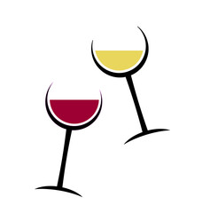 stylized abstract red and white wine glasses
