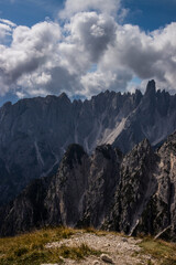 mountain trail Tre Cime di Lavaredo in Dolomites in Italy