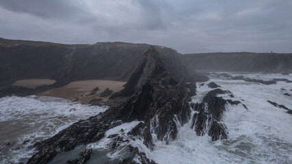 Waves crashing on the rock
