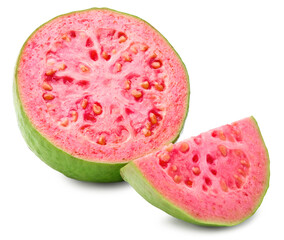 sliced guava isolated on white background. clipping path