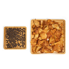 Wooden Pistachio Bowl on White Background 