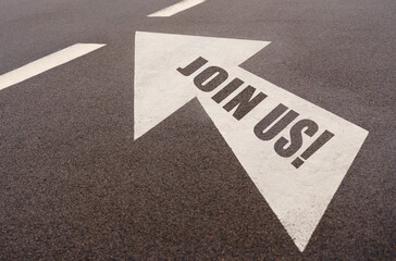 Markings and an arrow with the inscription - JOIN US