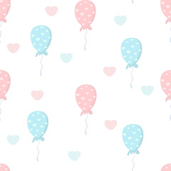 cute gentle pink balloons with hearts. Minimalistic pattern for Valentine day.