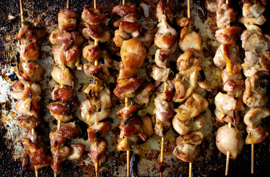 Grilled Chicken Kebabs on a sheet pan