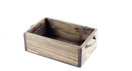 Wooden box. On white background. Decorative wooden box.