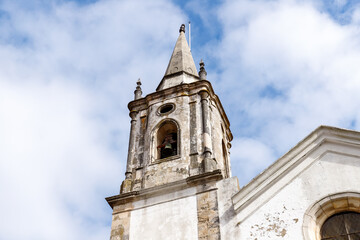 Fototapeta na wymiar Architectural detail of the facade of Santa Maria de Marvila church in Santarem, Portugal